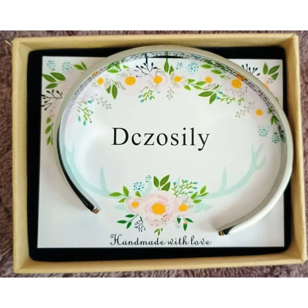 Dczosily Granddaughter Inspirational Cuff Bracelet Silver Tone Engraved w/ Gift